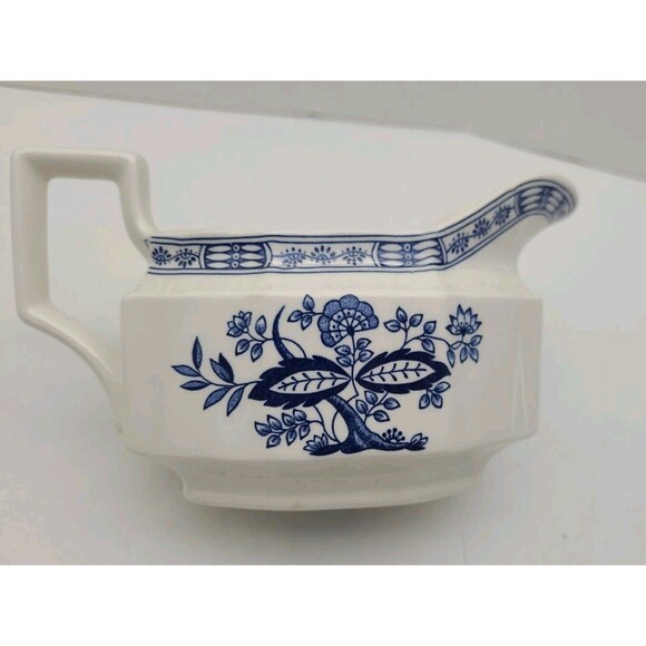 2 Piece Kensington Coventry Blue Onion Gravy Boat Underplate English Ironstone - Picture 12 of 12